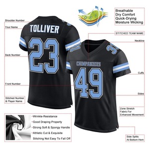 Custom FootballJerseyPremium Quality Soccer Uniform|EM&ODM ManufacturerCustom Black Light Blue-<b>White</b> Mesh Authentic <b>Football</b> - Product Image 2