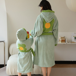 Wholesale Striped Floral Printed Absorbent Adult Kids Hoodie Couple Oversize Hotel Home <b>Bathrobes</b> Women Cotton <b>Towel</b> <b>Bathrobe</b> - Product Image 2