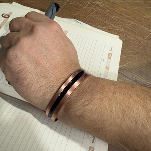 Artisan <b>Copper</b> Bangle Bracelet Adjustable Rustic Wrist Cuff Handmade Embossed Luxury Open Wristband <b>Ornamental</b> Fashion Gift - Product Image 5