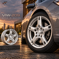 Jantes forgées monobloc à cinq branches avec fentes d'aération, 18-22 pouces, finition argentée, modèle VIW-209 pour BMW, Audi, Mercedes-Benz