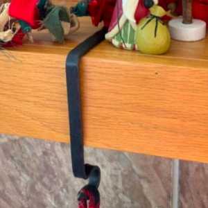 Hand Forged Blacksmith <b>Stocking</b> <b>Hanger</b>, Christmas Mantle Hook, Wax Patina Finish feltsocks - Product Image 4