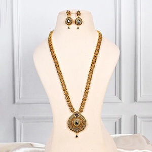Wholesale Price Traditional Black Onyx <b>Necklace</b> Set Gold Plated Wedding Jewelry Gift for Her Long <b>Necklace</b> - Product Image 2