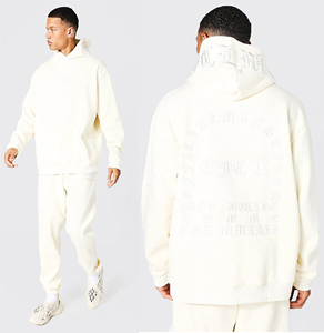Custom Vendor Clothing Men's 3D Embroidery 2 Piece Set Heavyweight Hooded <b>Plain</b> <b>Tracksuit</b> Pullover Hoodie Sweatsuits For Mens - Product Image 4