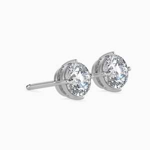 Boucles d'oreilles clous en argent plaqué, diamant de laboratoire vintage taille brillant, certifiées IGI Pure Brilliance pour mariage - Éclat Éternel - Product Image 2