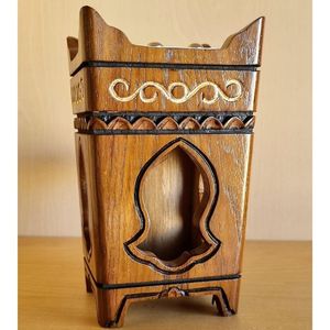 Bakhoor Heating Cup Hand-Made Sandalwood Incense <b>Burner</b> With Floral Carving And Perforated Lid Aromatic Diffuser All-Season Use - Product Image 5