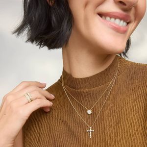 Diamond Cross <b>Necklace</b> with 0.3 CTW Round Cut Lab-Grown Diamonds in White Gold - Product Image 4