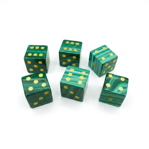 Dés en pierre de malachite et obsidienne D6, dés en pierre précieuse naturelle, dés en cristal gravés, ensembles de dés personnalisés - Product Image 2