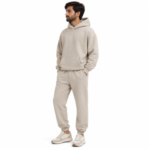 Ensemble de survêtement vert forêt pour homme, sweat à capuche uni et pantalon de jogging, 2 pièces, vêtements de sport décontractés, vente en gros - Product Image 6