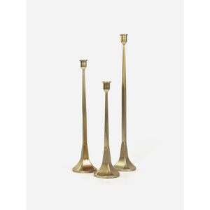 Juego de portavelas cónicos modernos de metal dorado, elegantes candelabros decorativos vintage para mesa de comedor de boda - Product Image 1