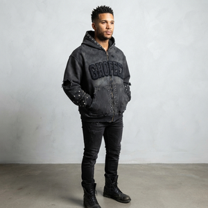 Hoodie Oversize Premium en Coton French Terry Noir avec Broderie Chenille Imprimée, Style Streetwear, Hiver, Écologique, OEM, Vente en Gros - Product Image 2