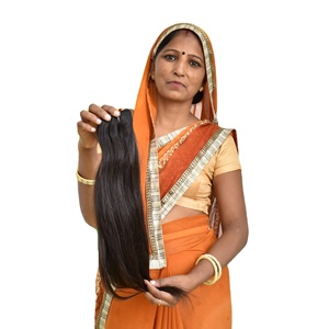 Extensiones de cabello Remy negro virgen 100%, mechones rectos y de ondas profundas sueltas, venta al por mayor, cabello humano de templo indio, estilo súper ondulado - Product Image 5