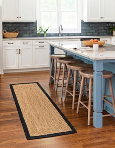 Handwoven Natural Jute <b>Runner</b> Rug With <b>Black</b> Border Farmhouse Kitchen Hallway Floor Rug - Product Image 1
