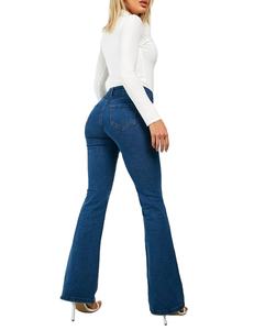 Pantalones vaqueros desgastados para mujer, pantalones de mezclilla rectos holgados, pantalones vaqueros rectos rasgados de lavado medio para mujer, colección de pantalones de mezclilla. - Product Image 5