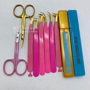 2024 pointes d'or avec bébé rose pince à cils en acier inoxydable durable pince à épiler en acier inoxydable - Product Image 3