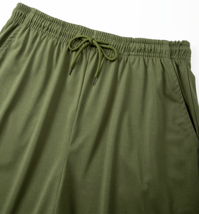 Men's Olive Green Hooded Sweatshirt And Shorts Set Short Sleeve Casual Summer Outfit 2pcs Solid Color Quick Dry Knitted Fabrice - Product Image 5