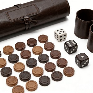 PU Leather Travel <b>Backgammon</b> <b>Set</b> Lightweight Roll-up Classic Board Game Portable Chess <b>Set</b> for Two Players - Product Image 5