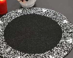 Set de table en tissu noir avec bordure perlée blanche, motif papillon, 300 mm, antidérapant, bohème, écologique, moderne, décoratif - Product Image 6