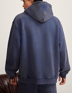 Sweat-shirt à capuche tendance pour homme, effet délavé, coupe décontractée, tissu résistant, pour le streetwear quotidien, grande taille - Product Image 3
