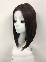 Perruques synthétiques courtes ondulées en gros, coupe pixie bouclée, en fibre Futura Kanekalon résistante à la chaleur, avec monofilament et dentelle HD