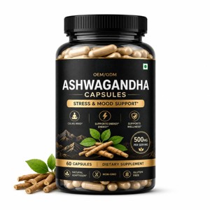 Cápsulas de Ashwagandha OEM 500mg, Ashwagandha Pura Sin Gluten, 60 Cápsulas para Aliviar el Estrés y Aportar Energía para Hombres y Mujeres - Product Image 1