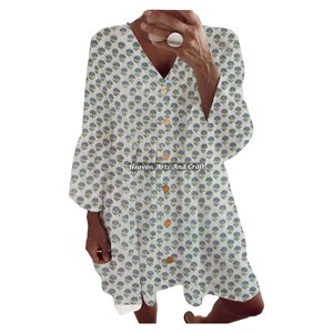 Vestido bohemio estampado para mujer, estilo hippie, gitano, para primavera/verano, vestido de fiesta para mujer, de algodón, con capas. - Product Image 4