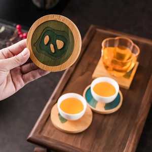 Modern Round Wood <b>Coaster</b> with Resin Inlay Non-Slip with Chemical Finishing Square Indoor Tableware Pads <b>for</b> Skill Artisan - Product Image 3