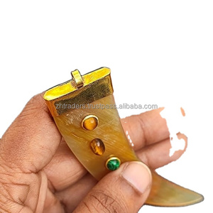 Colmillo de cuerno de lujo hecho a mano y colgantes de cuerno de buey con personalización Cuerno real blanco y marrón - Product Image 5