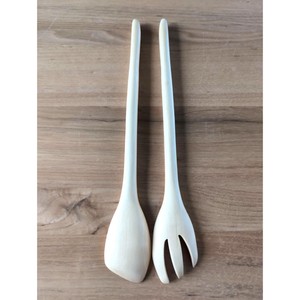 ชุดช้อนส้อมไม้เคลือบสีขาวสำหรับเสิร์ฟสลัด อุปกรณ์ครัว - Product Image 2