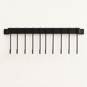Wall Mounted Kitchen Utensil Rack with S-<b>Hooks</b> <b>Black</b> Iron Hanging Rail for Pots Pans & Spatulas Kitchenware Storage Organizer - Product Image 5