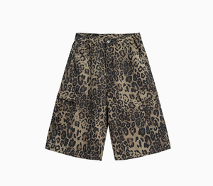 Shorts cargo pour homme TITAN TREAD WEAR à imprimé léopard, taille mi-haute, en denim tricoté, sportif, été, imperméable, respirant, avec poches - Product Image 5