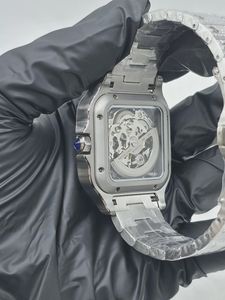 Reloj de Lujo para Hombre, Automático, de Acero Inoxidable, con Esfera Cuadrada Esqueletizada, Cristal Analógico, Resistente al Agua, con Moissanita - Product Image 4