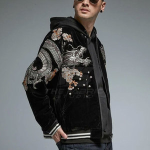 Chaqueta Sukajan de Invierno de Alta Calidad con Cuello Alto de Satén y Logotipo Bordado Personalizado en la Parte Delantera, Prenda Exterior Informal y Elegante - Product Image 2