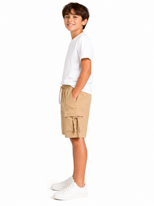 Boys Dark Green Utility Cargo Shorts Adjustable <b>Belt</b> <b>Elastic</b> Waist Casual Summer Multi Pocket Functional Design Lightweight - Product Image 4