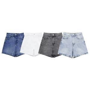 Shorts de mezclilla para mujer, clásicos, vintage, de cintura alta, azules, de pierna ancha, casuales, de verano, con bolsillos estilo cargo, Y2K - Product Image 3