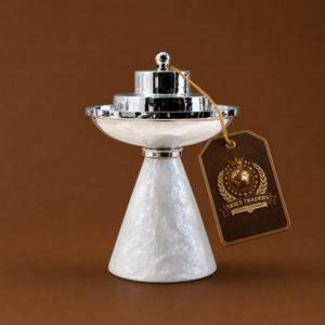 Brûleur d'encens métallique Skies Trader, base violette, encensoir arabe Mabkhara Bakhoor, couvercle chromé argenté, support pour Oud, artisanat du Ramadan - Product Image 4