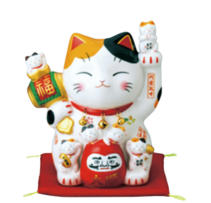 Statue de chat porte-bonheur Maneki Neko en céramique japonaise, ronde, artisanale, décoration traditionnelle pour la maison, cadeau de Nouvel An pour les entreprises - Product Image 2