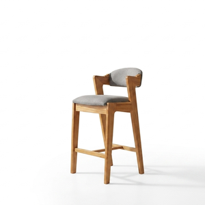 Kia Bar Chair Solid Wood <b>Frame</b> Eco-Friendly Durable Modern Contemporary Minimalist Style Custom Design Fixed Armrest Indoor Bar - Product Image 2