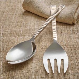 Unique Shape Round Handle Stainless Steel <b>Gold</b> Plated Salad Serving Set for Wedding - Product Image 3