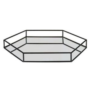 Modern Octagon Chrome Metal Mirror Tray Decorative Glass Serving Tray for Ottoman <b>Coffee</b> <b>Table</b> Bedroom Vanity Perfume Organizer - Product Image 5