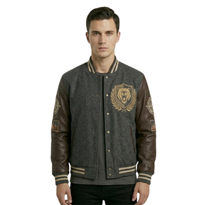 High Quality ODM OEM Customized Wool Leather Varsity Bomber Jacket Personalized Embroidered Logo Unisex Streetwear Coat - Product Image 4