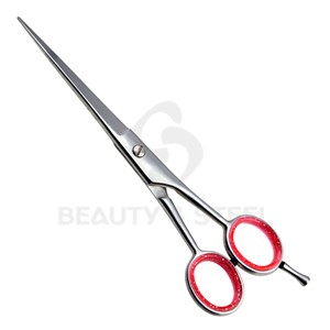 Ciseaux de salon roses de luxe avec vis de tension dorée et accents de bijoux colorés, outil professionnel de coiffure - Product Image 4