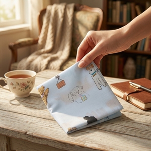 [K-ESSENTIALS] Mignon mouchoir imprimé animaux colorés en coton ultra doux 60s, réutilisable, pour essuyer la sueur - Product Image 4