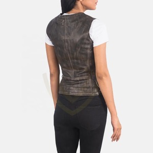 Gilet en cuir véritable de qualité supérieure pour femmes, en cuir de chèvre véritable, avec logo et tailles personnalisés - Product Image 2