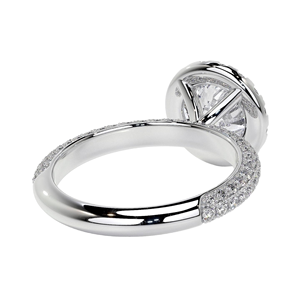 Bague de Mariage Halo en Diamant de Laboratoire Personnalisé avec Sertissage Pavé Multi-Rangées Intriqué, Coupe Ronde Brillante, Or Blanc 10k/14k/18k - Product Image 4