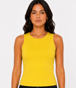 Débardeur col bateau pour femme OEM, design de logo personnalisé sur le devant, mélange tricoté premium Spandex/Polyester, léger avec rubans boutonnés - Product Image 5