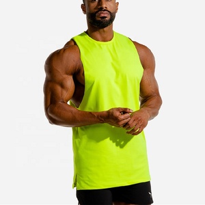 Men's <b>Neon</b> <b>Green</b> Sleeveless Tank <b>Top</b> O-Neck Quick Dry Sporty Fitness Workout Wear Knitted Weaving Solid Color - Product Image 4
