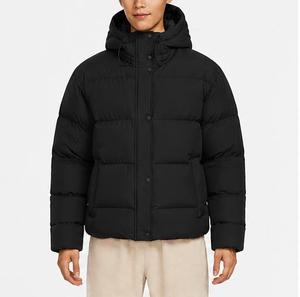Veste matelassée à capuche pour homme, col montant, couleur unie, rembourrage en polyester, séchage rapide, coupe-vent, vêtements d'hiver décontractés, fermeture éclair classique - Product Image 5