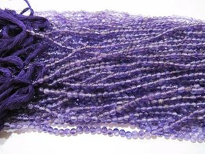 Perles d'améthyste naturelle rondes, lisses et simples, 4-5 mm, couleur violette, par brin de 13 pouces - Product Image 3