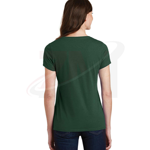 T-shirt en coton uni pour femme, coupe ajustée, manches courtes, tissu doux, respirant, décontracté, mode minimaliste pour tous les jours, avec impression de logo personnalisé - Product Image 4