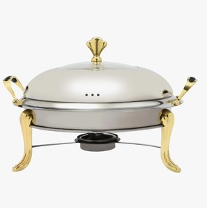 Premium Stainless Steel 5 Qt Round Chafing Dish Set of 4 <b>Buffet</b> Food <b>Warmer</b> with Full Pan At Cheap Price - Product Image 1